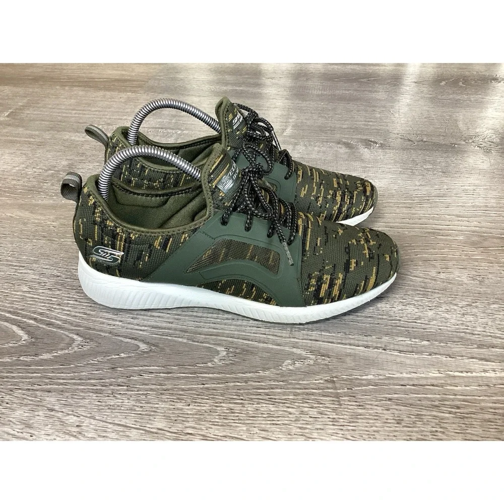 BOBS by Skechers Shoes Sneakers Womens Size 9.5 Green Lace Up Memory Foam 31363